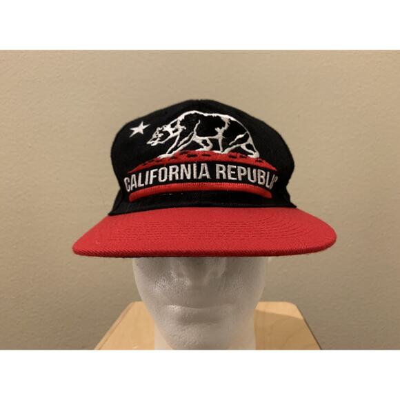California Republic Black Red Adjustable Snapback Hat Leader Of Gen Apparel LOGA - Picture 2 of 11